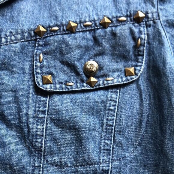 Vintage Denim Bedazzled Jeweled Shirt - Picture 5 of 10